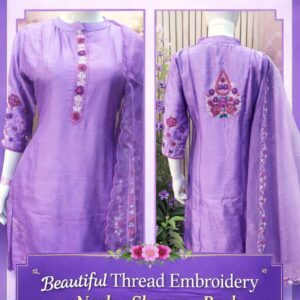 Premium quality dolla silk three piece suit with cotton malmal lining attached in inner side
