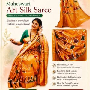 Maheshwari art silk saree with batik design