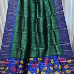 Pure Tussar Saree with zari check and zari border