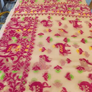 Premium quality Semi hard Hand woven Jamdani without blouse piece