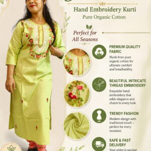 Pure Organic Cotton Kurti With Intricate Thread Embroidery Work