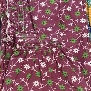 Pure cotton nighty with square neck design and ruffle sleeves