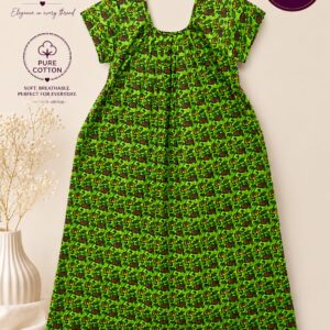 Pure Cotton Round Neck Nighty with short Sleeves