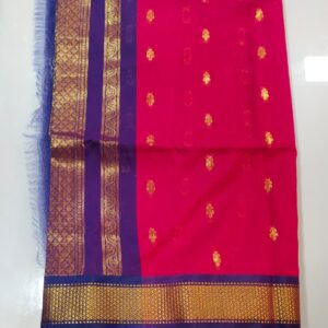 Cotton Gadwal saree with contrast pallu and blouse piece