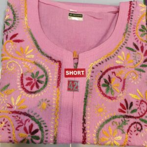 Pure cotton short kurti with lukhnow chikan hand embroidery work