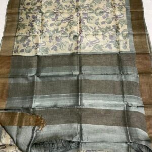 Pure Tussar Silk Saree With Zari Border