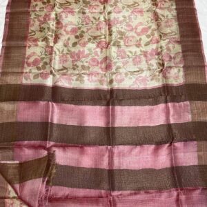 Pure Tussar Silk Saree With Zari Border